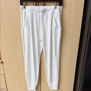 Enza Costa White Ribbed Joggers